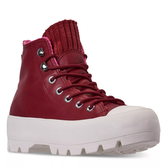 Chuck Taylor Gore-Tex High Top Platform Lug Sneakers Red And Pink Size 8.5